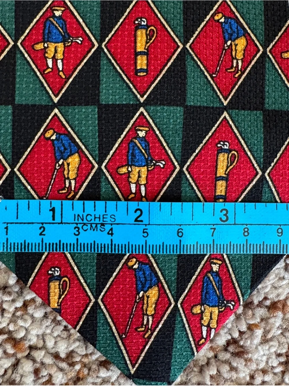 Vintage St Andrews Golf Silk Tie Golfer Caddy Golf Bag Novelty 100% Silk 57.75”